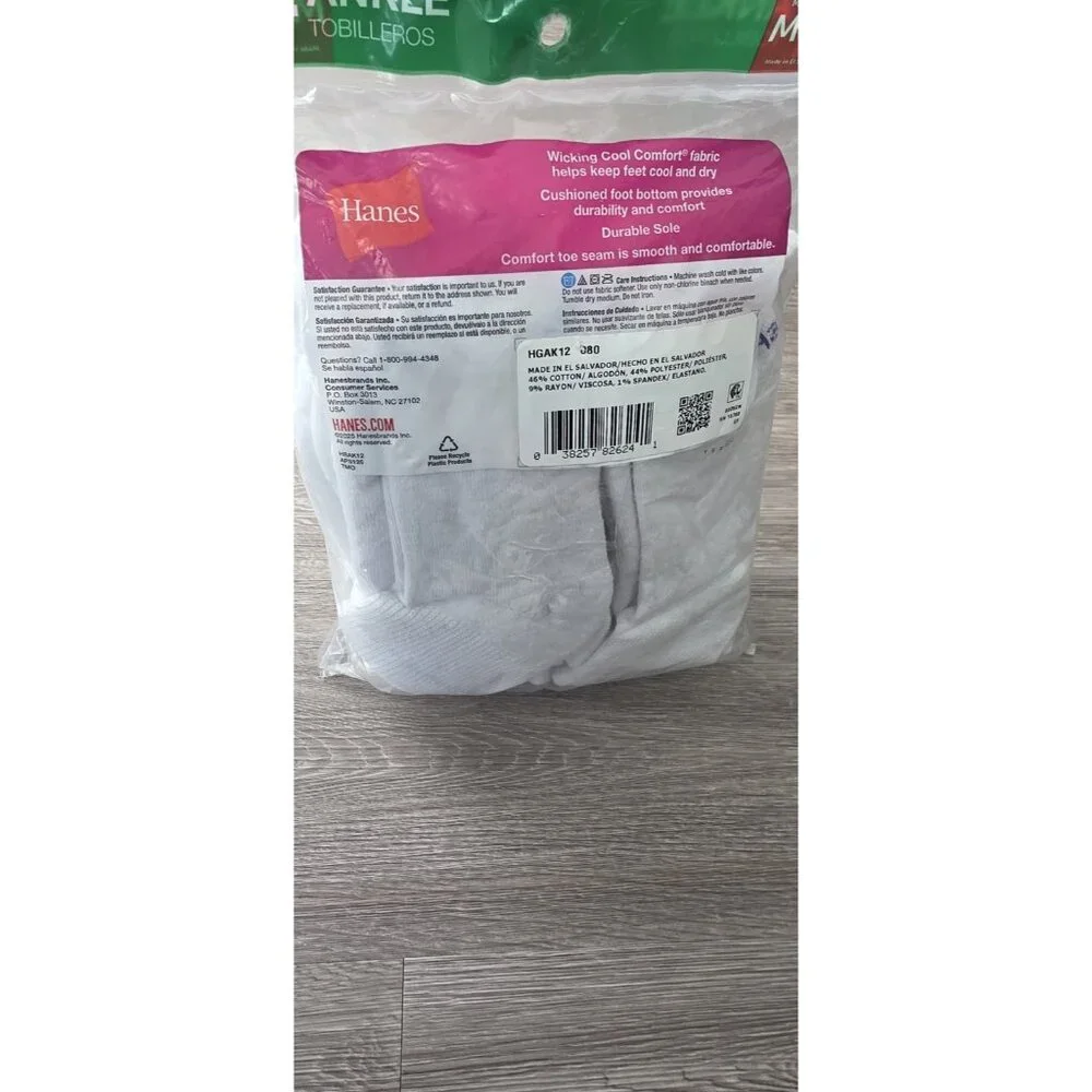 Hanes‎ Girls 11 Pairs White Ankle Socks Size M 10.5-4 Cushioned